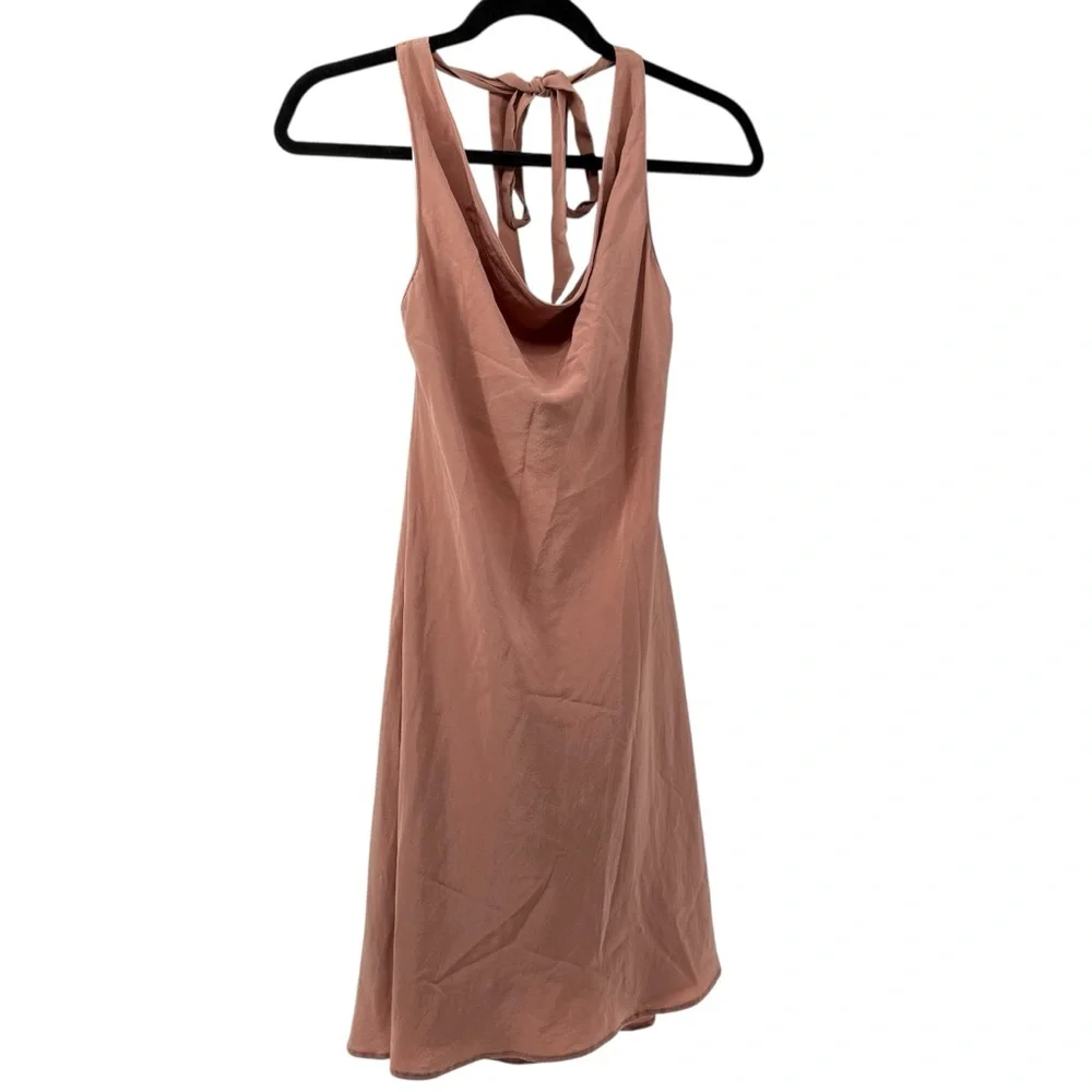 Lavender Brown Elegant Silk Halter Dress - Picture 1 of 7